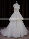 Cheap Scoop Neck Ivory Lace Tulle Beading Princess Wedding Dress #PWD00022004