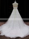 Sweetheart Lace-up Ivory Lace Tulle Appliques Lace Chapel Train Wedding Dresses #PWD00022007