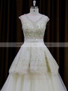 Ivory Tulle Princess Appliques Lace V-neck New Wedding Dresses #PWD00022013
