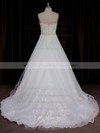 A-line Ivory Tulle Satin Appliques Lace Sweetheart Affordable Wedding Dresses #PWD00022015