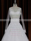A-line Appliques Lace Ivory Tulle Long Sleeve Chapel Train Wedding Dresses #PWD00022018