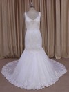 Trumpet/Mermaid Appliques Lace Ivory Tulle V-neck New Arrival Wedding Dress #PWD00022030
