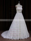 Ivory Lace Sashes/Ribbons Sweep Train Vintage Strapless Wedding Dresses #PWD00022032