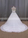 Beautiful Ivory Scoop Neck Tulle Appliques Lace Ball Gown Wedding Dresses #PWD00022038