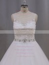 Beautiful Ivory Scoop Neck Tulle Appliques Lace Ball Gown Wedding Dresses #PWD00022038