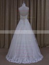 Fashion Floor-length Tulle Appliques Lace Sweetheart Ivory Wedding Dresses #PWD00022045