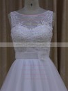 Scoop Neck Court Train Tulle Appliques Lace Ivory Popular Wedding Dresses #PWD00022048