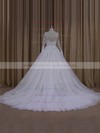 Tulle Appliques Lace Ball Gown Noble Ivory Long Sleeve Wedding Dresses #PWD00022054