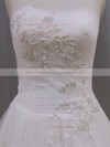Chapel Train Ivory Lace Tulle Beading Affordable Strapless Wedding Dresses #PWD00022063