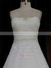 A-line Sweep Train Ivory Tulle Appliques Lace Elegant Wedding Dresses #PWD00022067