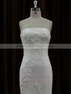 Fashion Tulle Appliques Lace Trumpet/Mermaid Ivory Strapless Wedding Dresses #PWD00022074