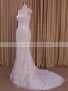 Trumpet/Mermaid Ivory Tulle Appliques Lace New Style Strapless Wedding Dresses #PWD00022075