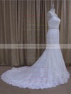 Trumpet/Mermaid Tulle Appliques Lace Ivory Sweetheart Open Back Wedding Dresses #PWD00022078