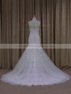 Ivory Tulle Sweep Train Appliques Lace Popular Trumpet/Mermaid Wedding Dresses #PWD00022081