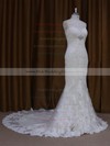 Modest Sweetheart Ivory Lace Tulle with Beading Trumpet/Mermaid Wedding Dresses #PWD00022091