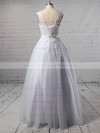 Scoop Neck White Tulle Appliques Lace Floor-length Wedding Dresses #PWD00022503