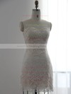 White Chiffon Detachable Lace Sheath/Column Wedding Dresses #PWD00022510