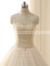 Ball Gown Tulle Beading Lace-up High Neck Wedding Dress #PWD00022514