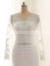 Long Sleeve Trumpet/Mermaid Chiffon Appliques Lace V-neck Wedding Dress #PWD00022515