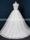 Beautiful Ball Gown Tulle Sweep Train Beading White Wedding Dress #PWD00022518