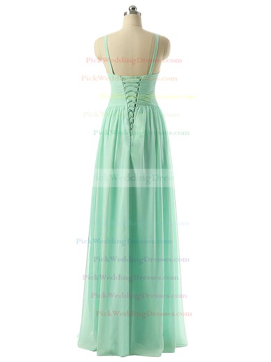 A-line Ruched Lace-up V-neck Chiffon Bridesmaid Dresses #PWD01012729