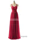 A-line Ruched Lace-up V-neck Chiffon Bridesmaid Dresses #PWD01012729