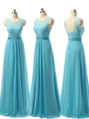 Scoop Neck Chiffon Lace-up Sashes / Ribbons A-line Bridesmaid Dress #PWD01012730