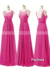 Scoop Neck Chiffon Lace-up Sashes / Ribbons A-line Bridesmaid Dress #PWD01012730