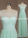 Wholesale A-line Chiffon Short Sleeve Lace Scoop Neck Bridesmaid Dress #PWD01012733