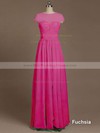 Wholesale A-line Chiffon Short Sleeve Lace Scoop Neck Bridesmaid Dress #PWD01012733