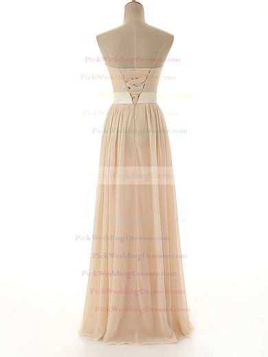 Sweetheart Lace-up Sashes / Ribbons Chiffon Floor-length Bridesmaid Dress #PWD01012742