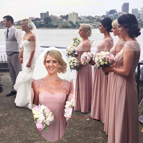 Chiffon A-line Scoop Neck with Appliques Lace Gorgeous Bridesmaid Dresses #PWD01012757