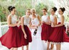 New Scalloped Neck Tulle with Lace Knee-length Bridesmaid Dresses #PWD01012767