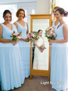Pink V-neck Ruffles Chiffon Floor-length Discounted Bridesmaid Dress #PWD01012771