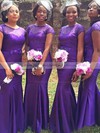 Short Sleeve Trumpet/Mermaid Grape Tulle Elastic Woven Satin Beading Popular Bridesmaid Dress #PWD01012780
