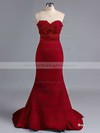 Sheath/Column Silk-like Satin Sweetheart Appliques Lace Glamorous Bridesmaid Dress #PWD01012786