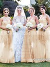 Nicest Floor-length Sweetheart Tulle Appliques Lace Champagne Bridesmaid Dress #PWD01012787