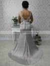 Open Back Scalloped Neck Lace Silk-like Satin Sashes / Ribbons Trumpet/Mermaid Bridesmaid Dress #PWD01012788