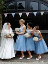 Boutique Scoop Neck Tulle Sashes / Ribbons Tea-length Bridesmaid Dress #PWD01012790