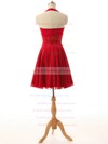 Short/Mini Ruffles Chiffon Red Halter Cheap Bridesmaid Dresses #PWD01012792