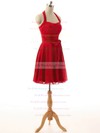 Short/Mini Ruffles Chiffon Red Halter Cheap Bridesmaid Dresses #PWD01012792