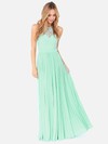 Scoop Neck Sage Lace Chiffon with Pleats Online Long Bridesmaid Dresses #PWD01012795
