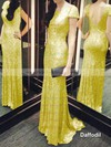 Short Sleeve Scoop Neck Sheath/Column Sequined Backless Bridesmaid Dresses #PWD01012803