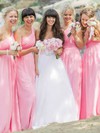 Floor-length Pink One Shoulder Chiffon Ruffles Promotion Bridesmaid Dresses #PWD01012812
