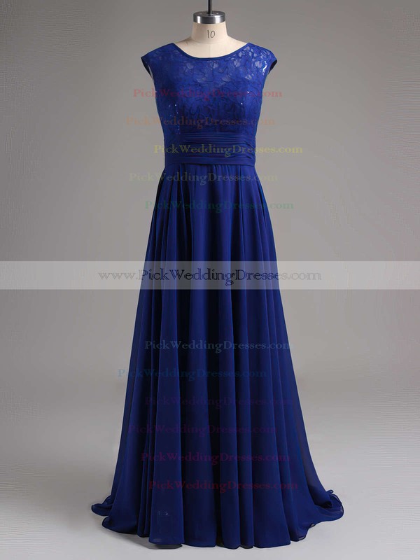 Scoop Neck Floor-length Ruched Lace Chiffon Pretty Bridesmaid Dresses #PWD01012813