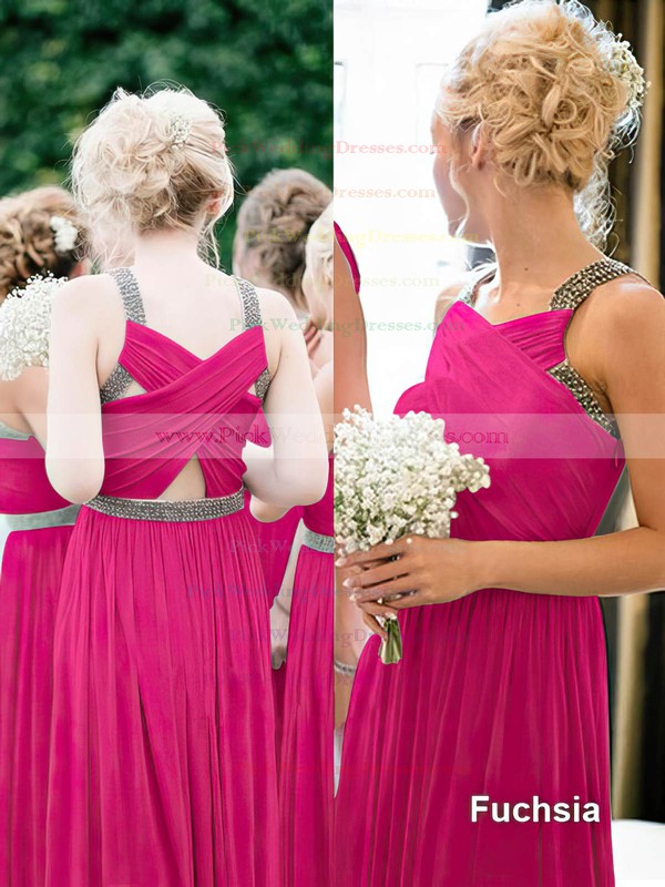 Chiffon A-line Floor-length with Beading New Bridesmaid Dresses #PWD01012814
