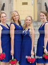 V-neck Royal Blue Knee-length Ruffles Chiffon Simple Bridesmaid Dresses #PWD01012823
