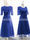 1/2 Sleeve Scoop Neck Knee-length Lace Tulle with Bow Different Bridesmaid Dresses #PWD01012824