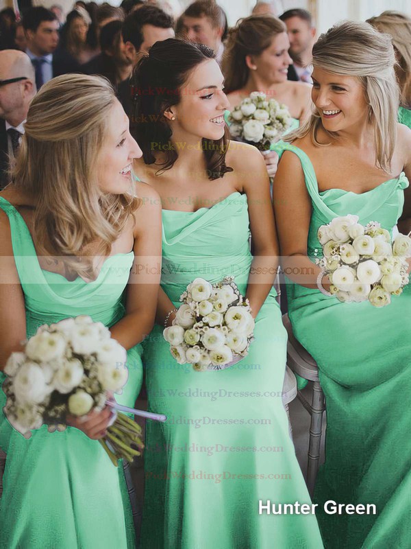 Sheath/Column One Shoulder Ruffles Chiffon Popular Bridesmaid Dress #PWD01012828