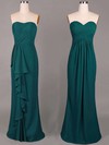 Sheath/Column Ruffles Chiffon Sweetheart Cheap Dark Green Bridesmaid Dresses #PWD01012859